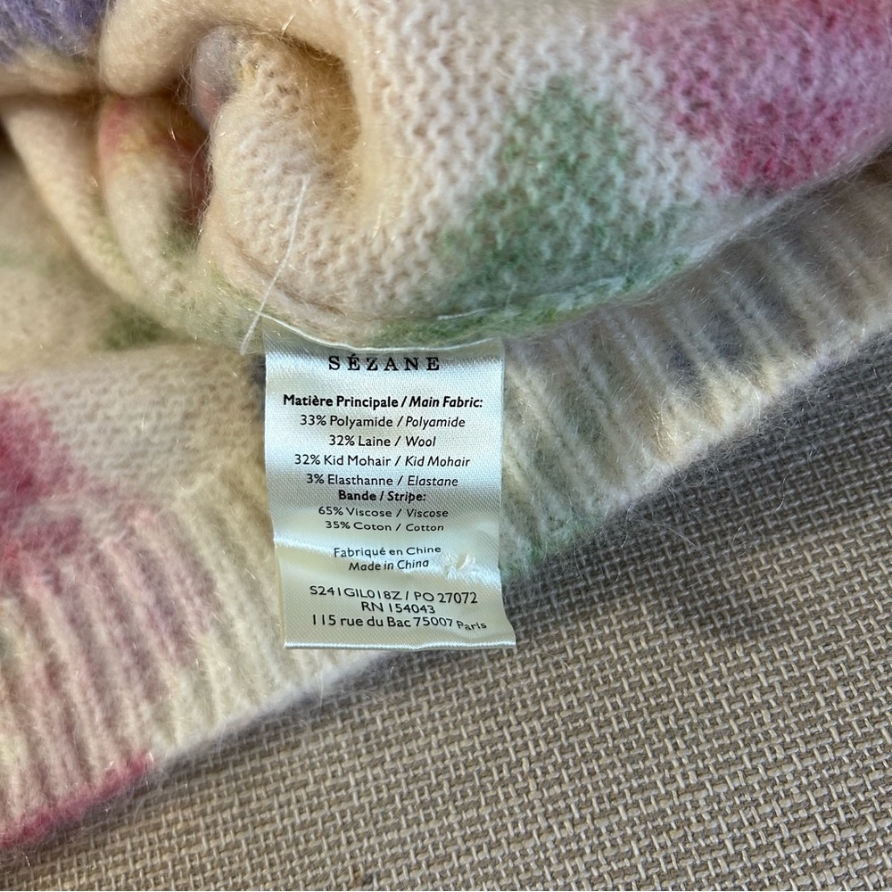 NEW Sezane Teresa Cardigan Monday Pink Cream Kid Mohair Sweater Knit French - Picture 10 of 12